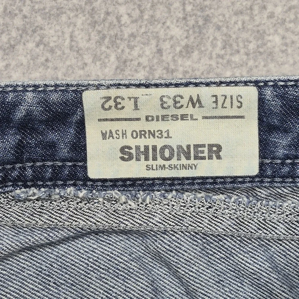 Diesel Shioner Jeans Mens 33x32 Blue Slim Skinny Distressed Denim Y2K Casual